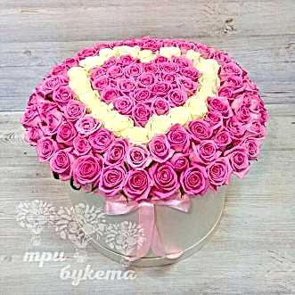 Сердце из 101 розовой розы