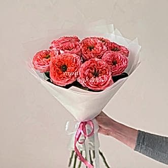 Букет из 9 пионовидных роз Мандарин